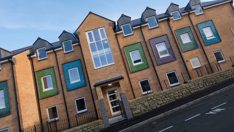 building with coloured windows